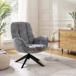 Glenfield Chenille Fabric Swivel Chair - thumbnail 1