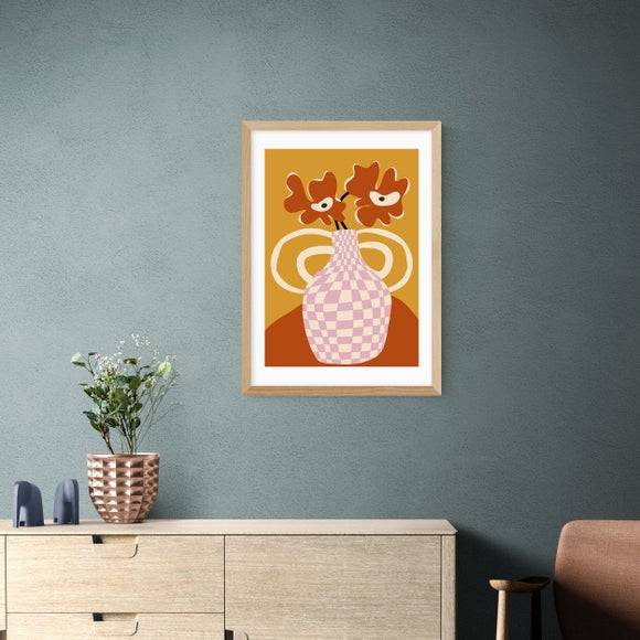 East End Prints Checkered Retro Flower Pot Print by Miho Art Studio - image 1