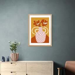 East End Prints Checkered Retro Flower Pot Print by Miho Art Studio - thumbnail 1
