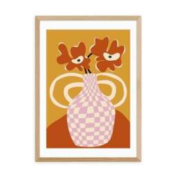 East End Prints Checkered Retro Flower Pot Print by Miho Art Studio - thumbnail 2