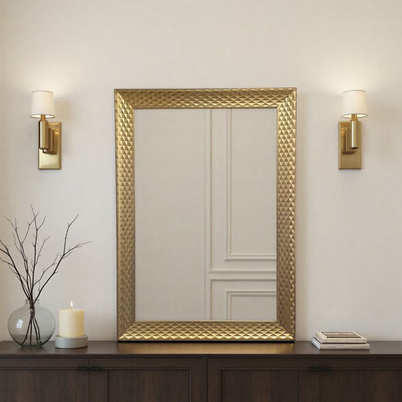 Yearn Diamont Framed Bevelled Rectangle Wall Mirror - image 1