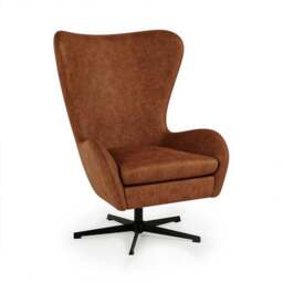 Kuvert Faux Leather Swivel Chair, Tan - thumbnail 2