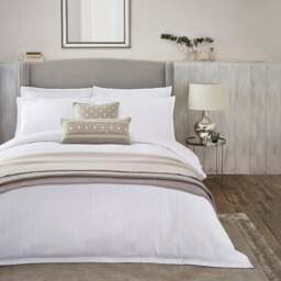Dorma Purity Staunton Waffle Stripe White 100% Cotton Duvet Cover and Pillowcase Set - thumbnail 1