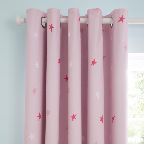 Pink Unicorn Stars Blackout Eyelet Curtains