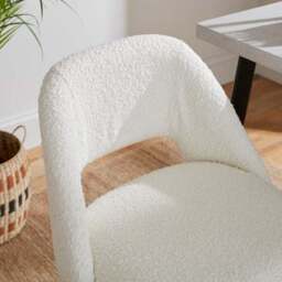 Jonas Adjustable Height Bar Stool, Ivory Boucle - thumbnail 3