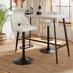 Jonas Adjustable Height Bar Stool, Ivory Boucle - thumbnail 1