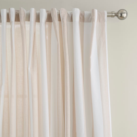 Maisie Woven Stripe 100% Cotton Unlined Slot Top Curtains - image 1