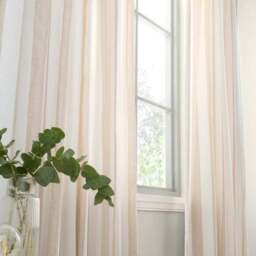 Maisie Woven Stripe 100% Cotton Unlined Slot Top Curtains - thumbnail 4