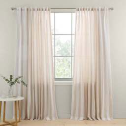 Maisie Woven Stripe 100% Cotton Unlined Slot Top Curtains - thumbnail 2