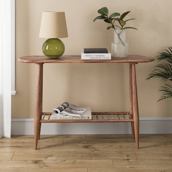 Haider Console Table with Shelf, Acacia Wood - image 1