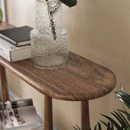 Haider Console Table with Shelf, Acacia Wood - thumbnail 2