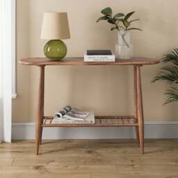 Haider Console Table with Shelf, Acacia Wood