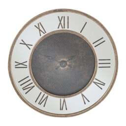 Antique Gold Wood and Geo Print Mirror Wall Clock - thumbnail 2