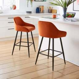 Radleigh Bar Stool, Velvet - thumbnail 2