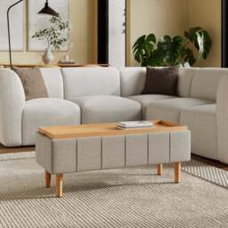 Holland Basketweave Tray Table Ottoman - thumbnail 2