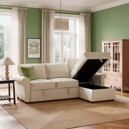Eleanor Luxe Chenille Corner Trundle Storage Sofa Bed - thumbnail 3
