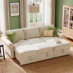 Eleanor Luxe Chenille Corner Trundle Storage Sofa Bed - thumbnail 4