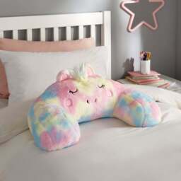 Dunelm 3d Pink & Blue Unicorn Cuddle Cushion, 45cm X 30cm 40cm Pink