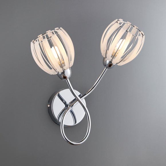Rosa 2 Light Chrome Wall Light - image 1