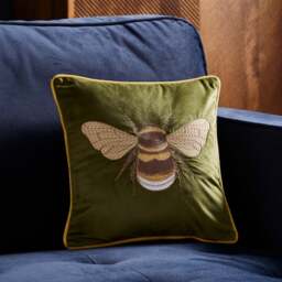 Embroidered Bee Square Cushion - thumbnail 1