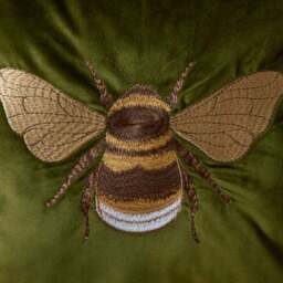 Embroidered Bee Square Cushion - thumbnail 2