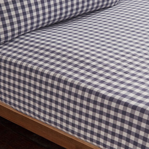 Portloe Gingham Woven 100% Cotton Fitted Sheet - image 1