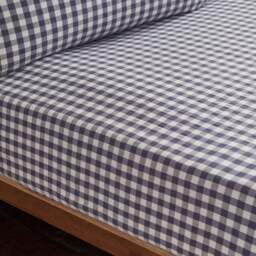 Portloe Gingham Woven 100% Cotton Fitted Sheet - thumbnail 1