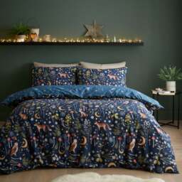 Catherine Lansfield Enchanted Twilight Animals Reversible Duvet Cover & Pillowcase Set - thumbnail 1