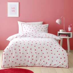 Red Hearts 100% Cotton Duvet Cover and Pillowcase Set - thumbnail 1