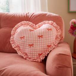 Bow Heart Shaped Cotton Cushion - thumbnail 1
