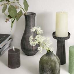 Clopton Antique Grey Metal Fluted Vase - thumbnail 2