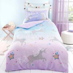 Ombre Unicorn Single Duvet Cover & Pillowcase Set - thumbnail 1