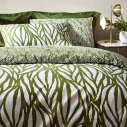 HÖEM Frond Cotton Rich Olive Duvet Cover & Pillowcase Set - thumbnail 2