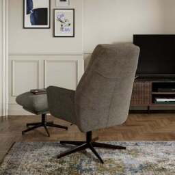 Brook Basketweave Swivel Recliner Chair and Footstool - thumbnail 2