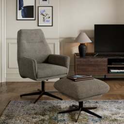 Brook Basketweave Swivel Chair and Footstool