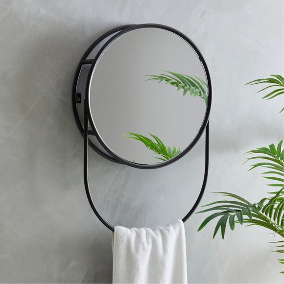 Elements Matte Black Wall Mirror with Storage - image 1