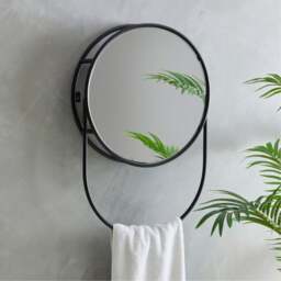 Elements Matte Black Wall Mirror with Storage - thumbnail 1