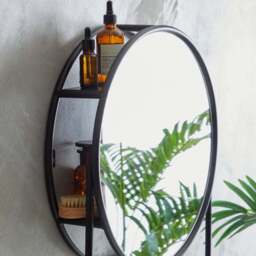 Elements Matte Black Wall Mirror with Storage - thumbnail 2