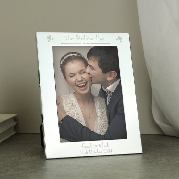 Personalised Decorative Our Wedding Day Silver Photo Frame - image 1