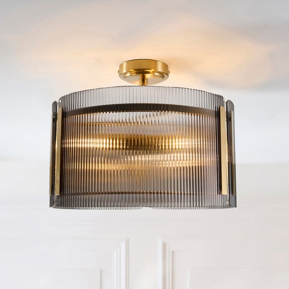 Veneto Ribbed 3 Light Semi Flush Ceiling Light - image 1
