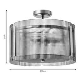 Veneto Ribbed 3 Light Semi Flush Ceiling Light - thumbnail 6