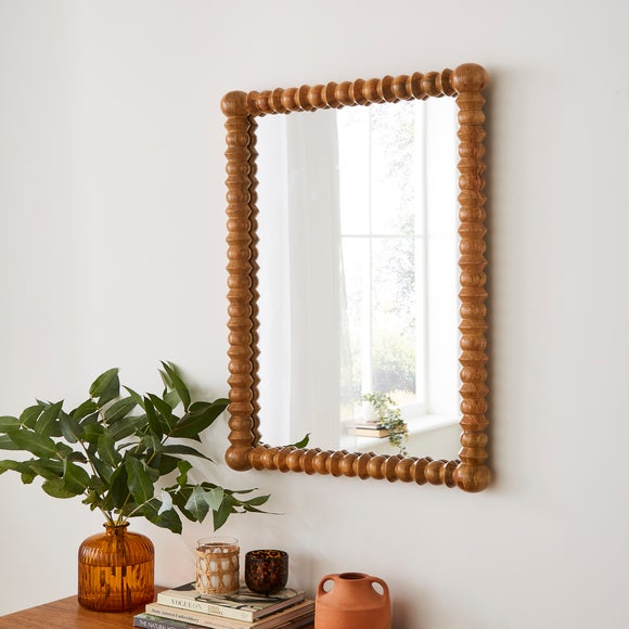 Turned Mango Wood Rectangle Wall Mirror - image 1