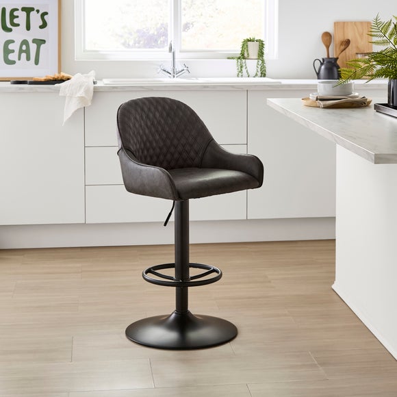Hudson Height Adjustable Bar Stool, Faux Leather - image 1