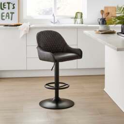 Hudson Height Adjustable Bar Stool, Faux Leather - thumbnail 1