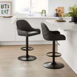 Hudson Height Adjustable Bar Stool, Faux Leather - thumbnail 2