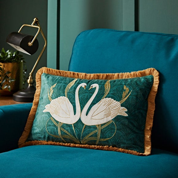 Embroidered Swan Cushion - image 1