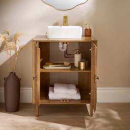 Alani Single Vanity Unit, Mango Wood - thumbnail 2