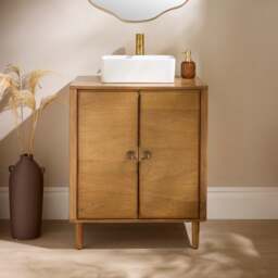 Alani Single Vanity Unit, Mango Wood - thumbnail 1