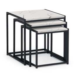 Tribeca Nest of 3 Tables, White Marble