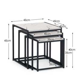 Tribeca Nest of 3 Tables, White Marble - thumbnail 5